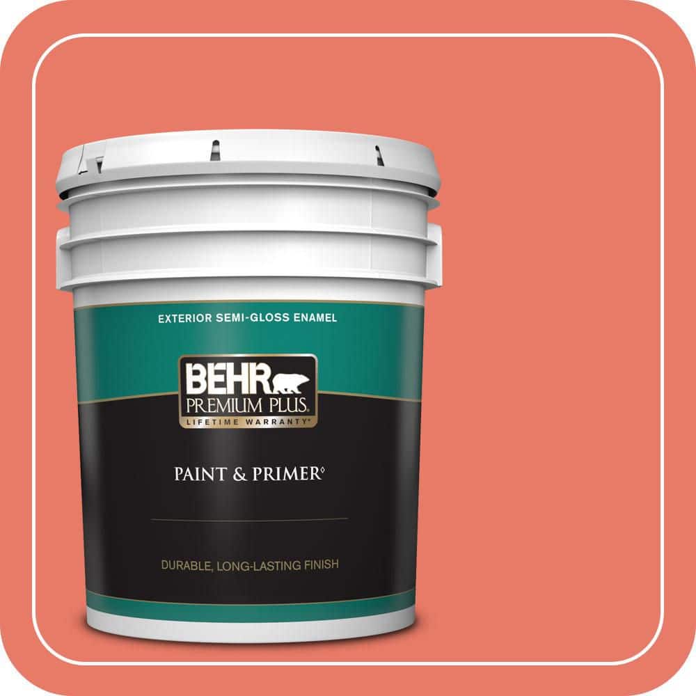 BEHR PREMIUM PLUS 5 gal. #P180-5 Watermelon Slice Semi-Gloss Enamel Exterior Paint & Primer