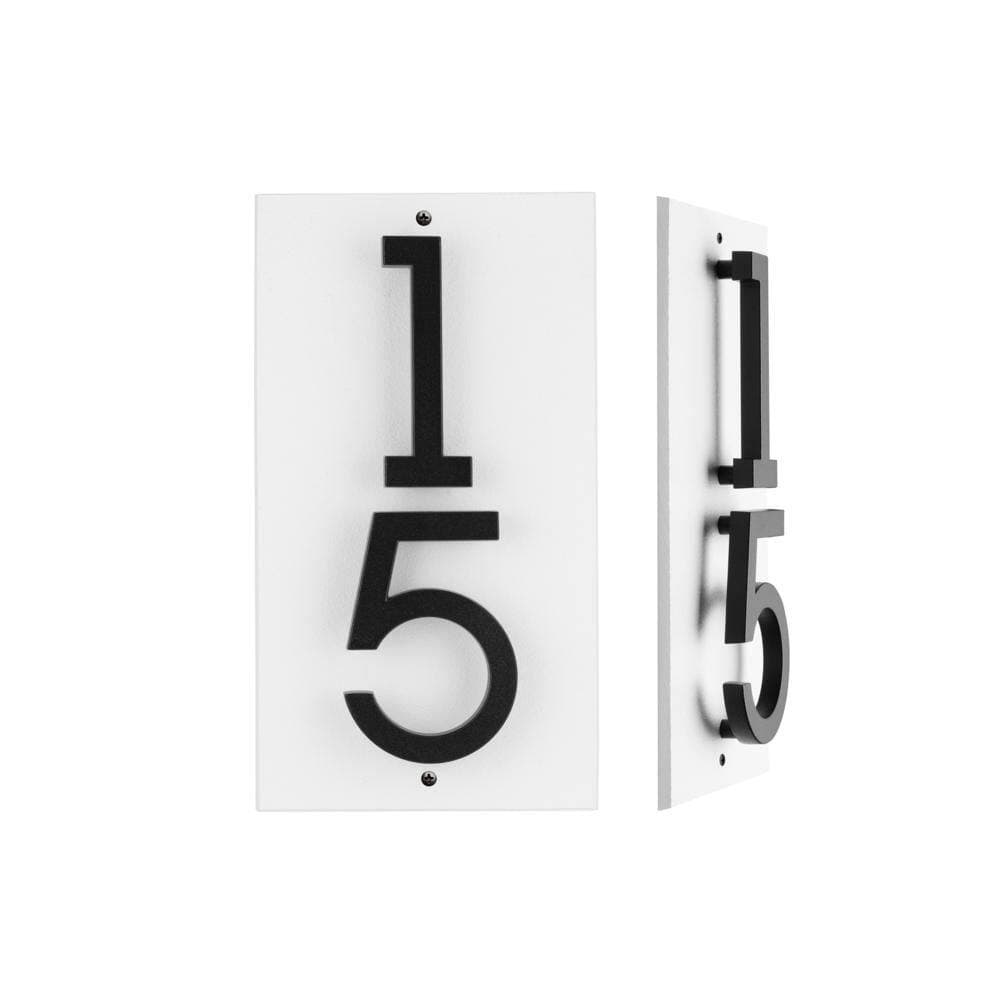 Whitehall Products Floating Stand-Off 2-Number Vertical Sign, White /w/ Black Modern Font Numbers (2)