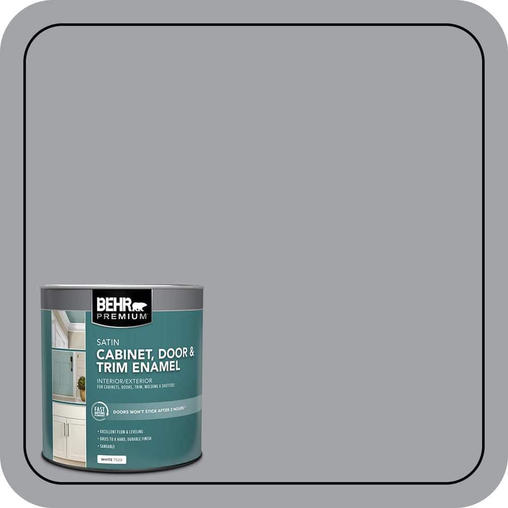 BEHR PREMIUM 1 qt. #N530-4 Power Gray Satin Enamel Interior/Exterior Cabinet, Door & Trim Paint