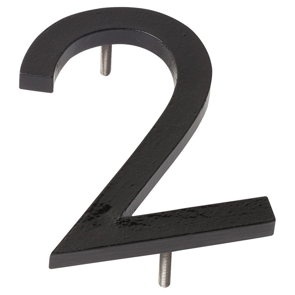 Montague Metal Products 10 in. Black Aluminum Floating or Flat Modern House Number 2 (1)