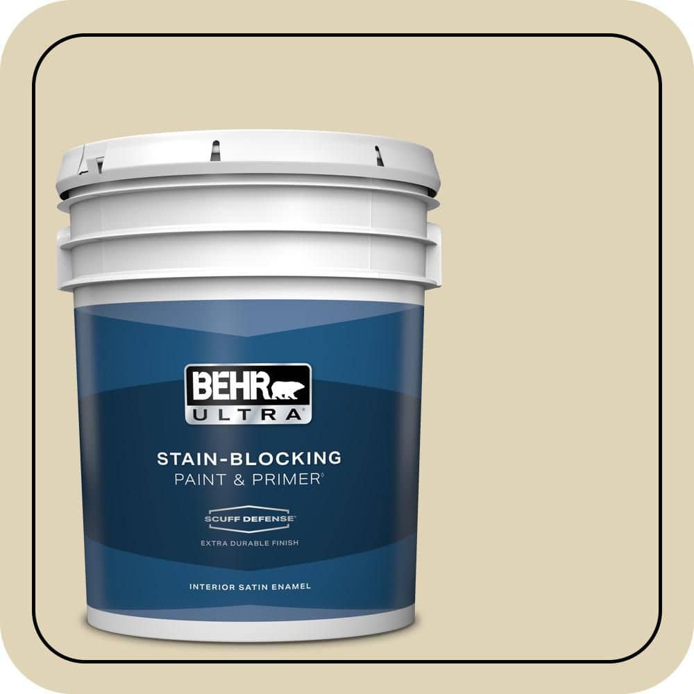 BEHR ULTRA 5 gal. #MQ3-16 Limescent Extra Durable Satin Enamel Interior Paint & Primer