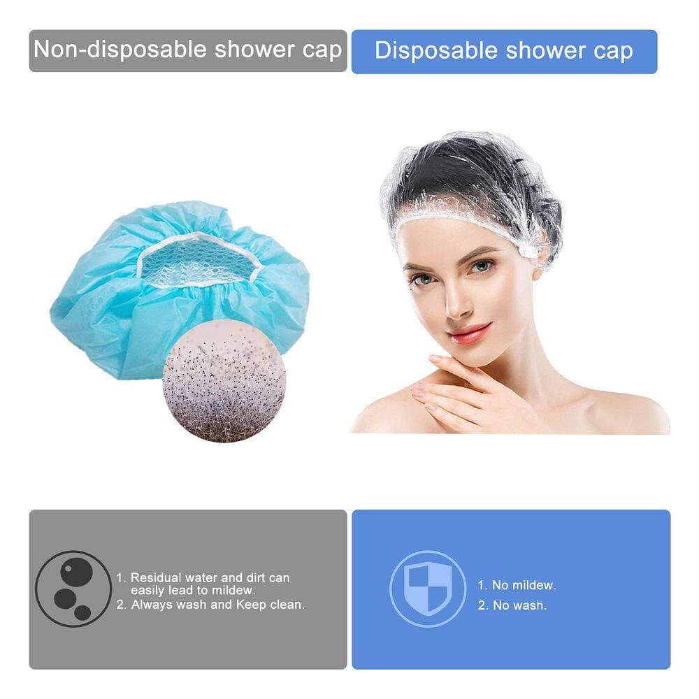 Wudkey 1000-Piece Bathroom Accessory Set in Clear, Disposable Waterproof Thickening Hair Bath Caps for Hotel and Hair Salon (2)