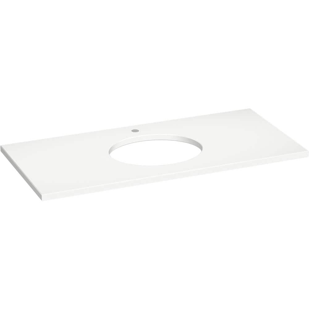 KOHLER Silestone 49 in. W x 22.4375 in. D Quartz Oval Cutout with Vanity Top in Miami White (1)