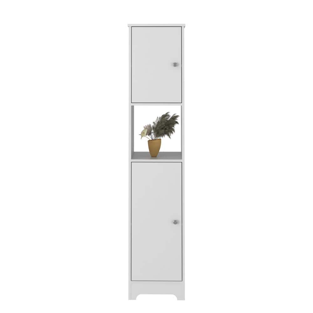 Unbranded 14.3 in. W x 16 in. D x 67.8 in. H White Linen Cabinet with 4-Interior Shelves (1)