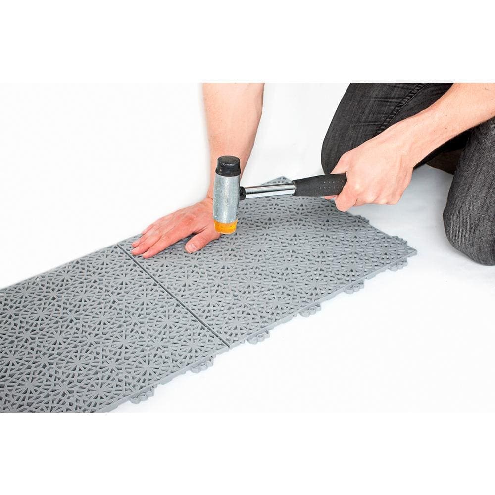 Bergo XL Tiles 1.24 ft. x 1.24 ft. PVC Deck Tiles in Shadow Gray (14-Tiles/Case, 21.56 sq. ft.) (3)