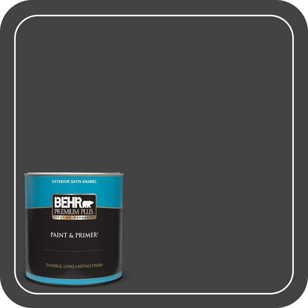 BEHR PREMIUM PLUS 1 qt. #S-H-790 Black Suede Satin Enamel Exterior Paint & Primer