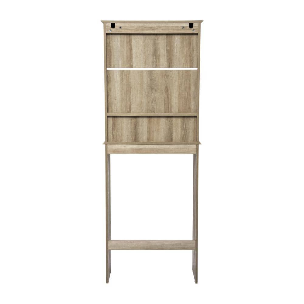 TAYLOR + LOGAN Dulcie 25 in. W x 66 in. H x 9 in. D Brown Over The Toilet Storage with Adjustable Shelves and Doors (3)