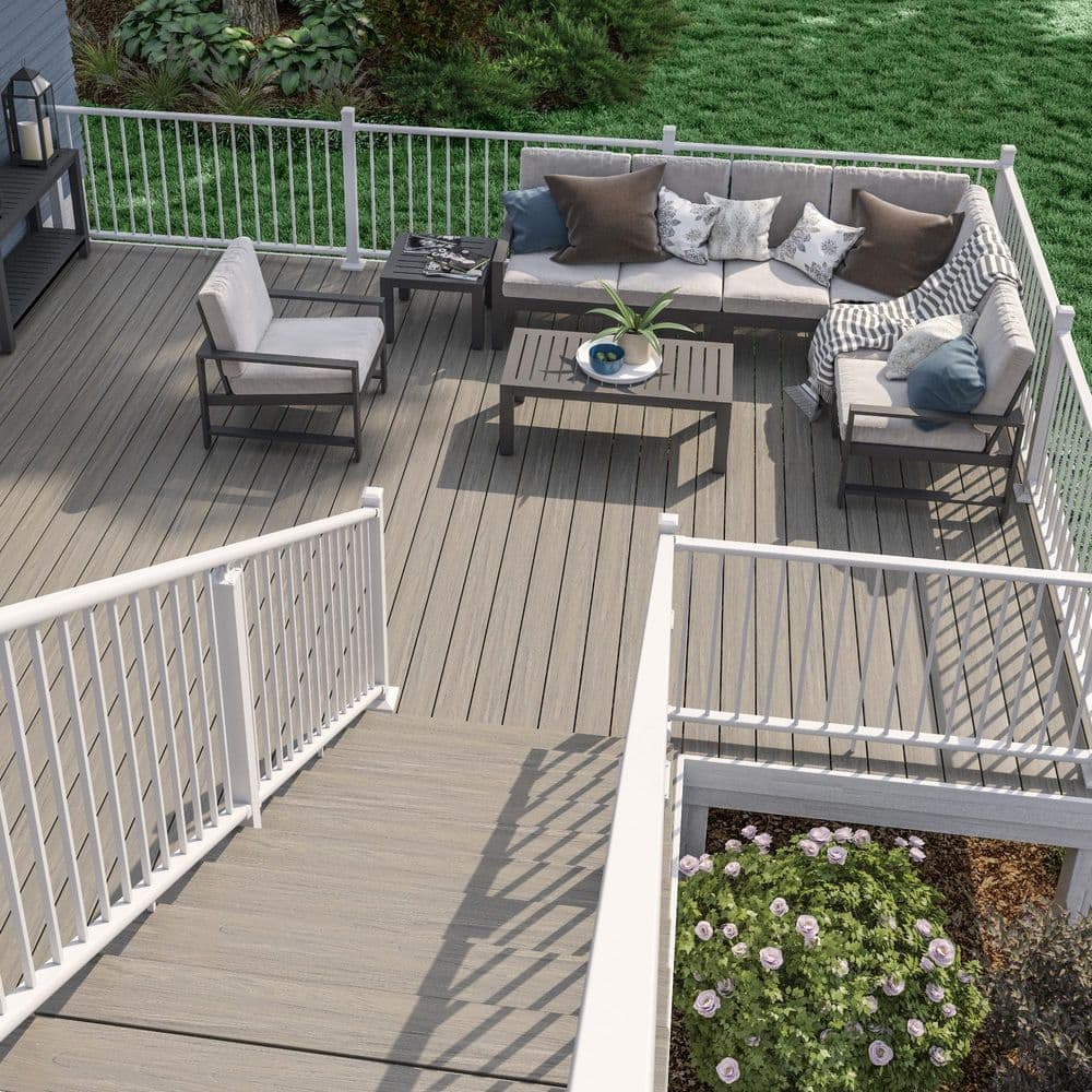 Deckorators Rapid Rail 8 ft. x 36 in. Textured White Aluminum Horizontal Deck Railing Kit (2)