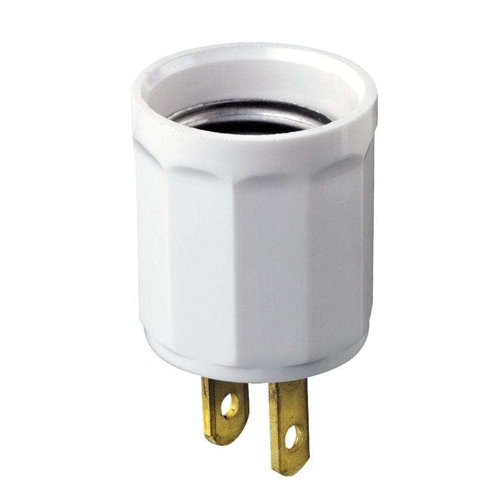 Leviton Outlet-to-Socket Light Plug, White 61-W (2)