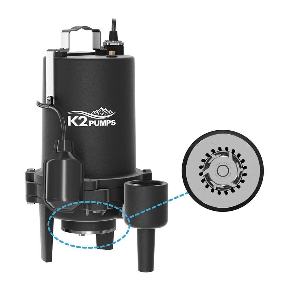 Unbranded Professional GRADE 1 HP Cast Iron Submersible Grinder/Sewage Pump, 115V with Piggyback Tether Switch