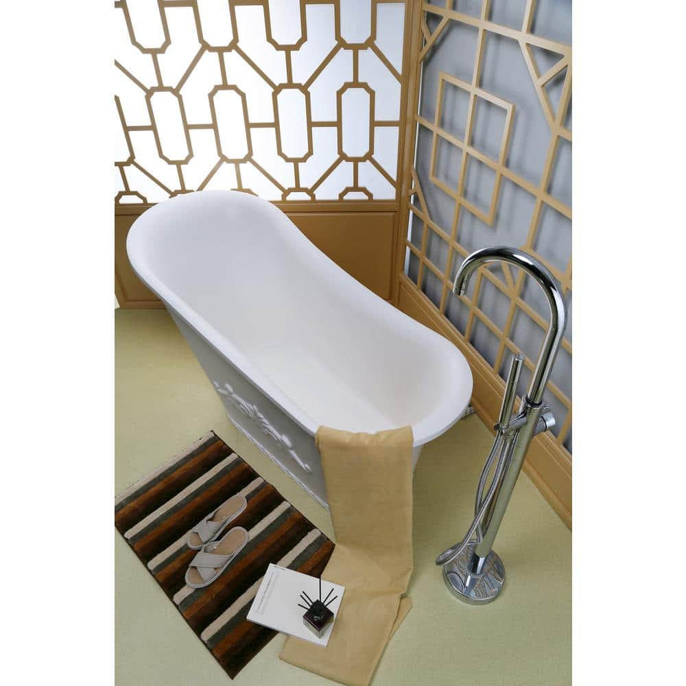 Barclay Products Ayanna 59 in. Resin Slipper Flatbottom Non-Whirlpool Bathtub in Matte White (2)