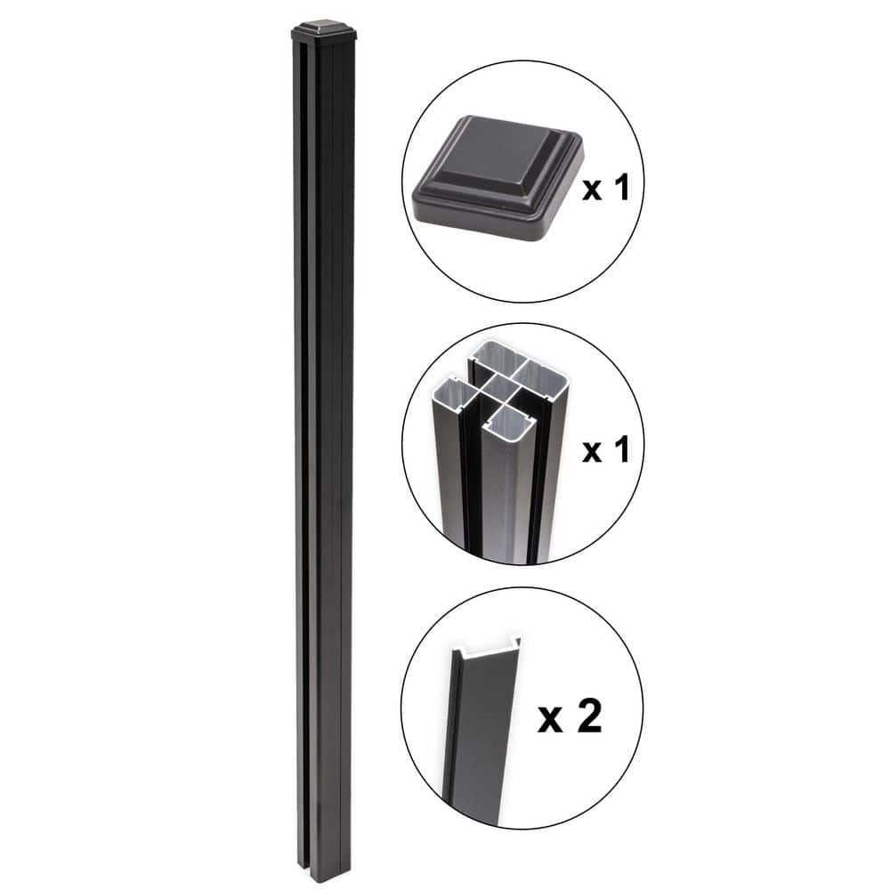 CREATIVE SURFACES Composite Fence Series 3.15 in. x 3.15 in. x 96.06 in. Aluminum In-Ground Gate Post