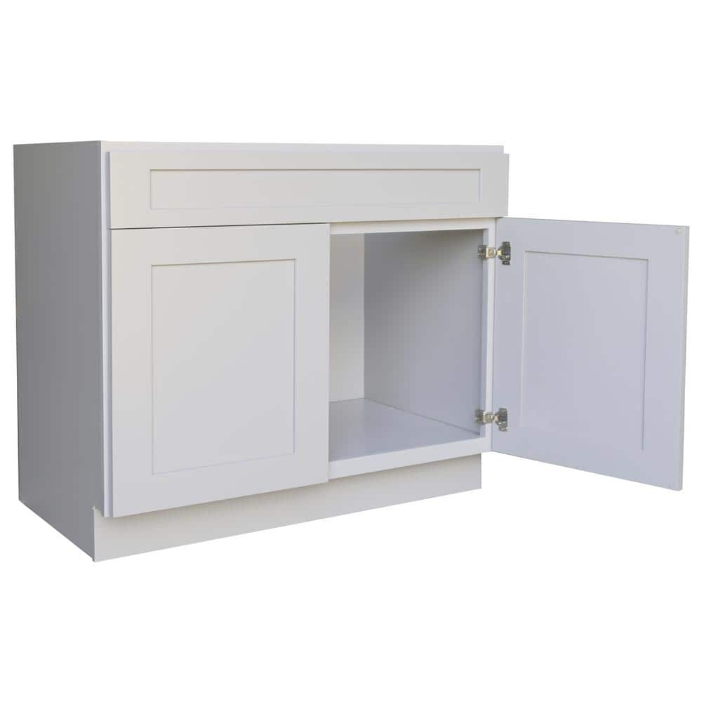 Plywell Ready to Assemble Shaker W 21 in. D 34.5 in. H Vanity Cabinet with 2 Doors Satin Grey (4)