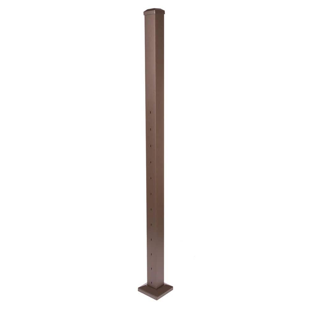 Deckorators Cable Rail 2-1/2 in. x 2-1/2 in. x 54 in. Weathered Brown Aluminum Stair Middle Post for Cable Railing System