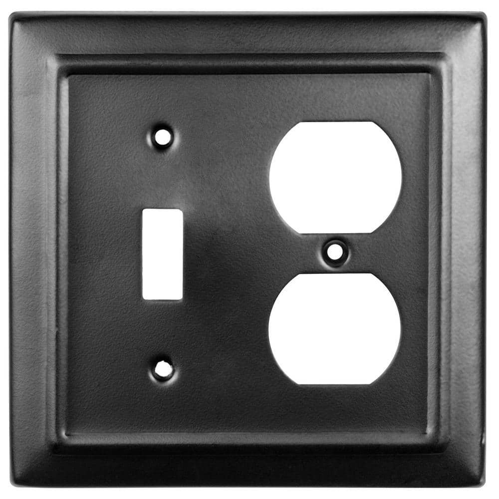 Monarch Abode Architectural 2-Gang 1-Toggle/1-Duplex Wall Plate (Matte Black)