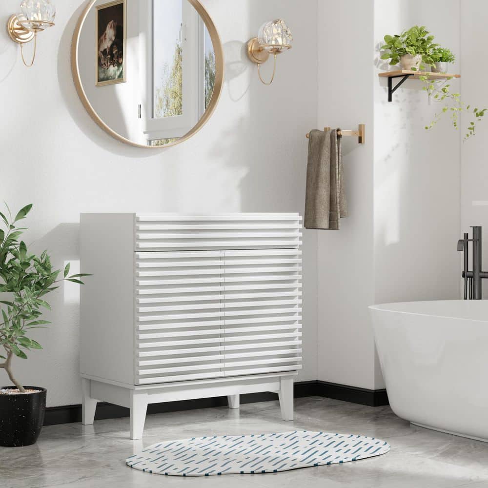 Hausvita Mid-Century Freestanding Bathroom Cabinet Vanity with Storage (Sink Basin Not Included) (2)