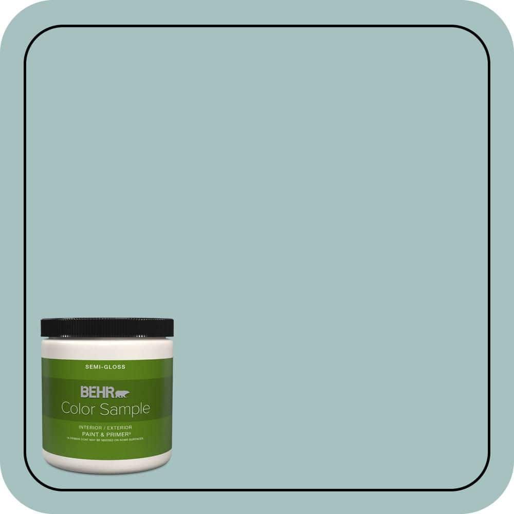BEHR PREMIUM PLUS 8 oz. #500F-4 Swan Sea Semi-Gloss Interior/Exterior Paint & Primer Color Sample