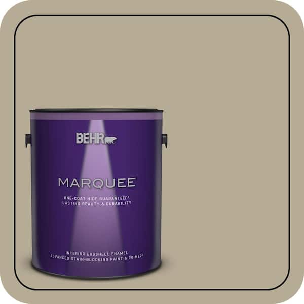 BEHR MARQUEE 1 gal. #N330-4 Explorer Khaki One-Coat Hide Eggshell Enamel Interior Paint & Primer (2)