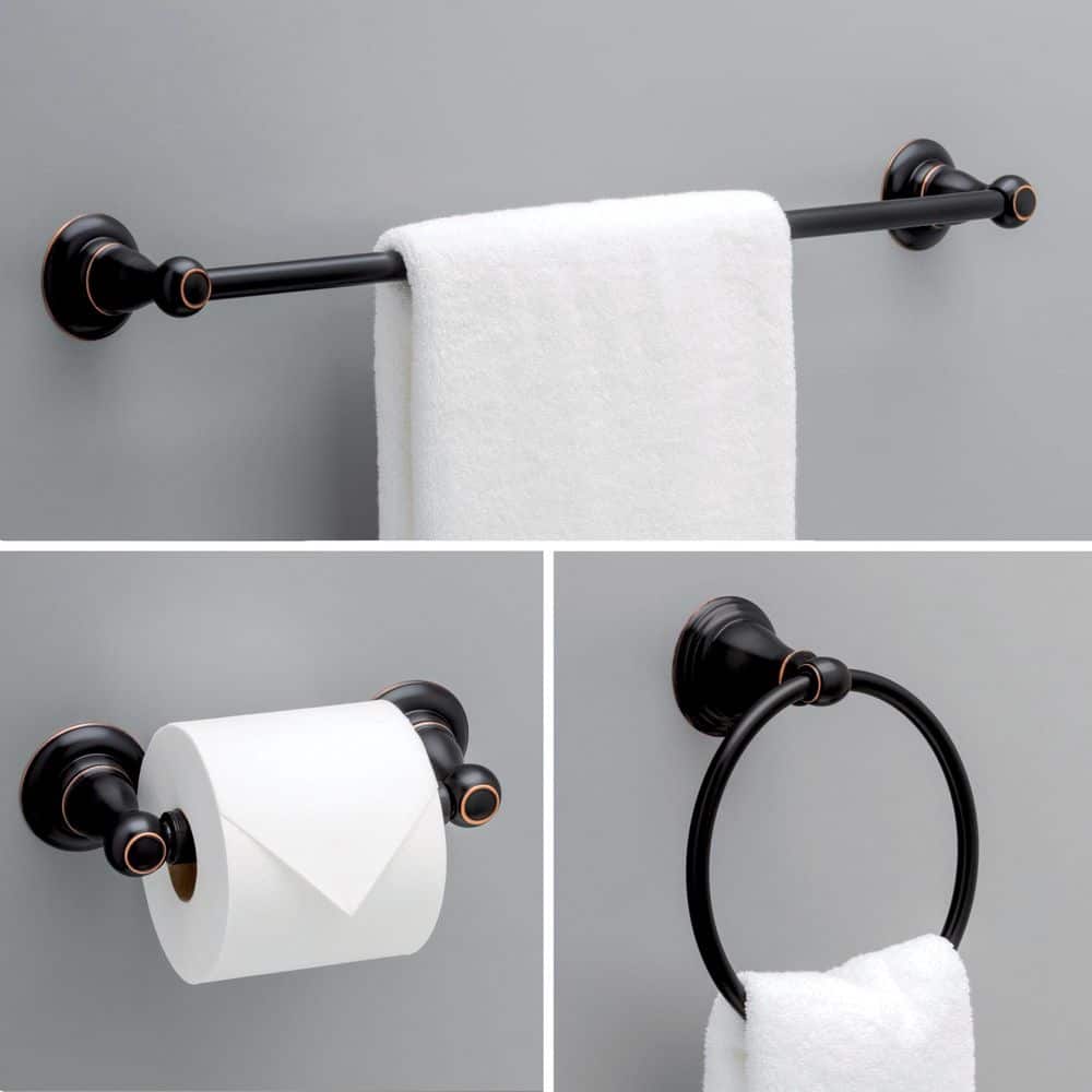 Delta Porter-Piece Bath Hardware Set with Towel Bar/Rack, Toilet Paper Holder, Hand Towel Holder (2)