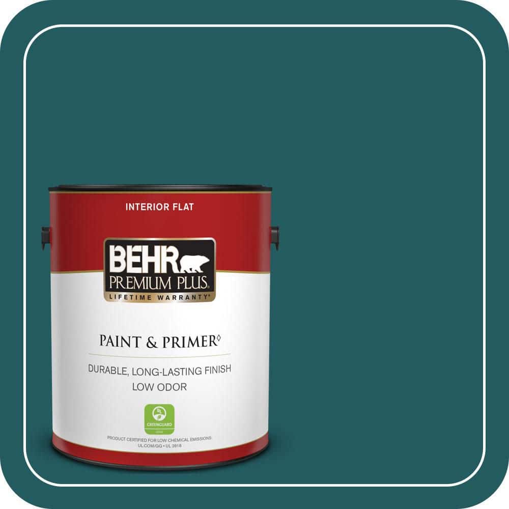 BEHR PREMIUM PLUS 1 Gal. #S450-7A Out to Sea Flat Low Odor Interior Paint and Primer
