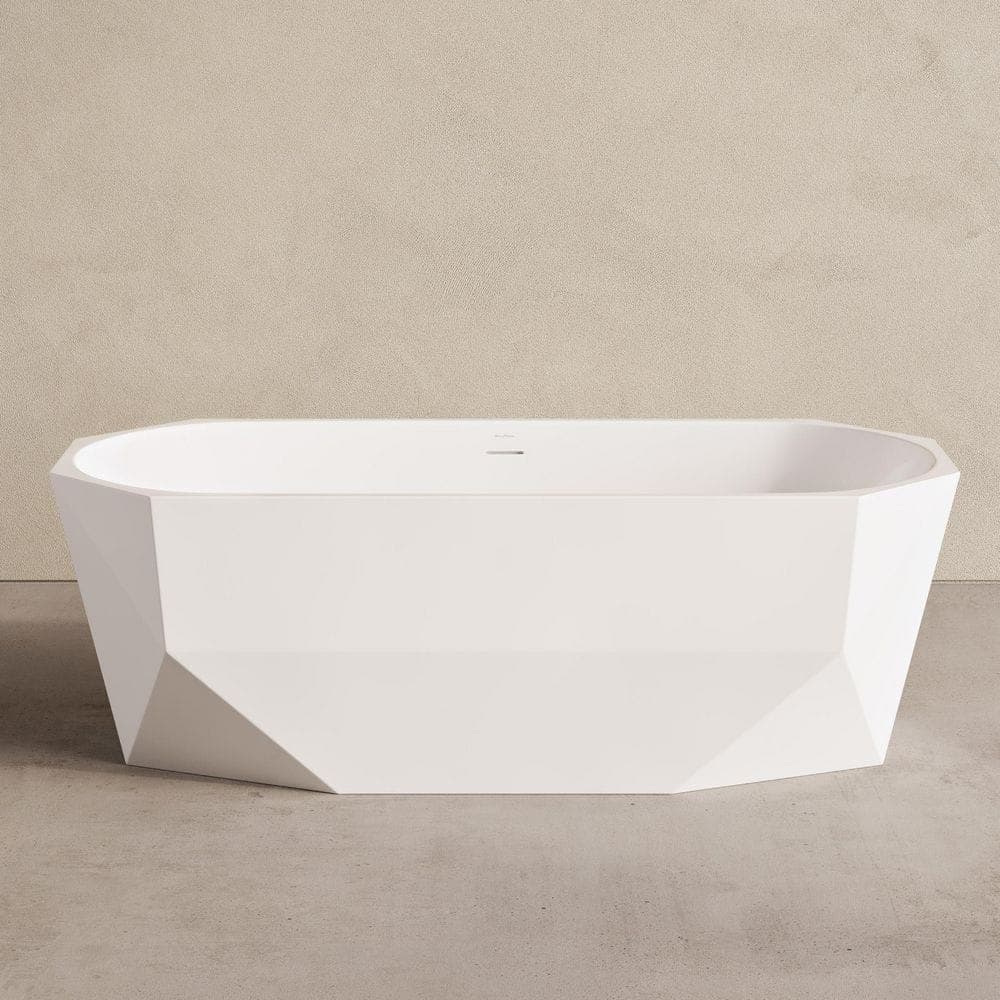 Swiss Madison Brusque 67 in. x 30 in. Diamond Shaped Soaking Freestanding Bathtub in Glossy White, Drain Included (1)