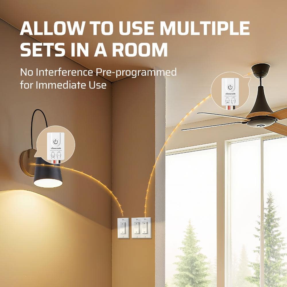DEWENWILS Wireless Remote Control Wall Light Switch Kit Light Switch, 15A High Power (3)