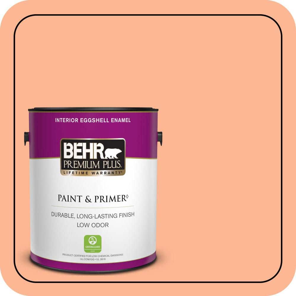 BEHR PREMIUM PLUS 1 gal. #P200-4 Carotene Eggshell Enamel Low Odor Interior Paint & Primer (1)
