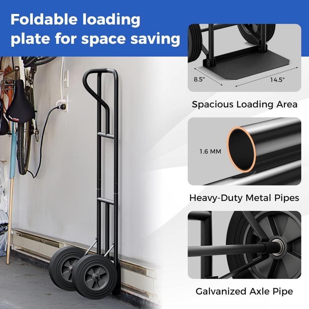 ANGELES HOME 660 lbs. Capacity P-Handle Hand Truck with Foldable Load Plate for Warehouse Garage (3)