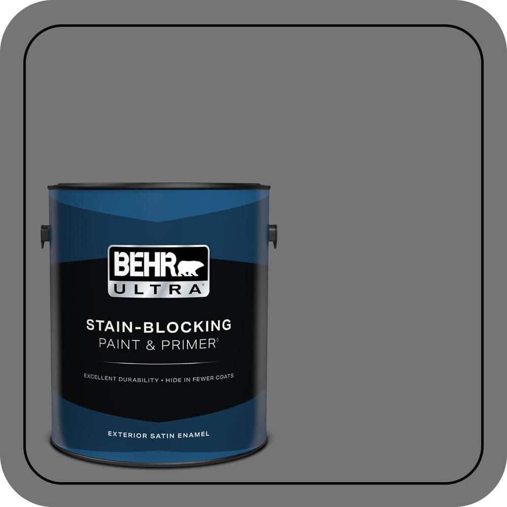 BEHR ULTRA 1 gal. #N520-5 Iron Mountain Satin Enamel Exterior Paint & Primer