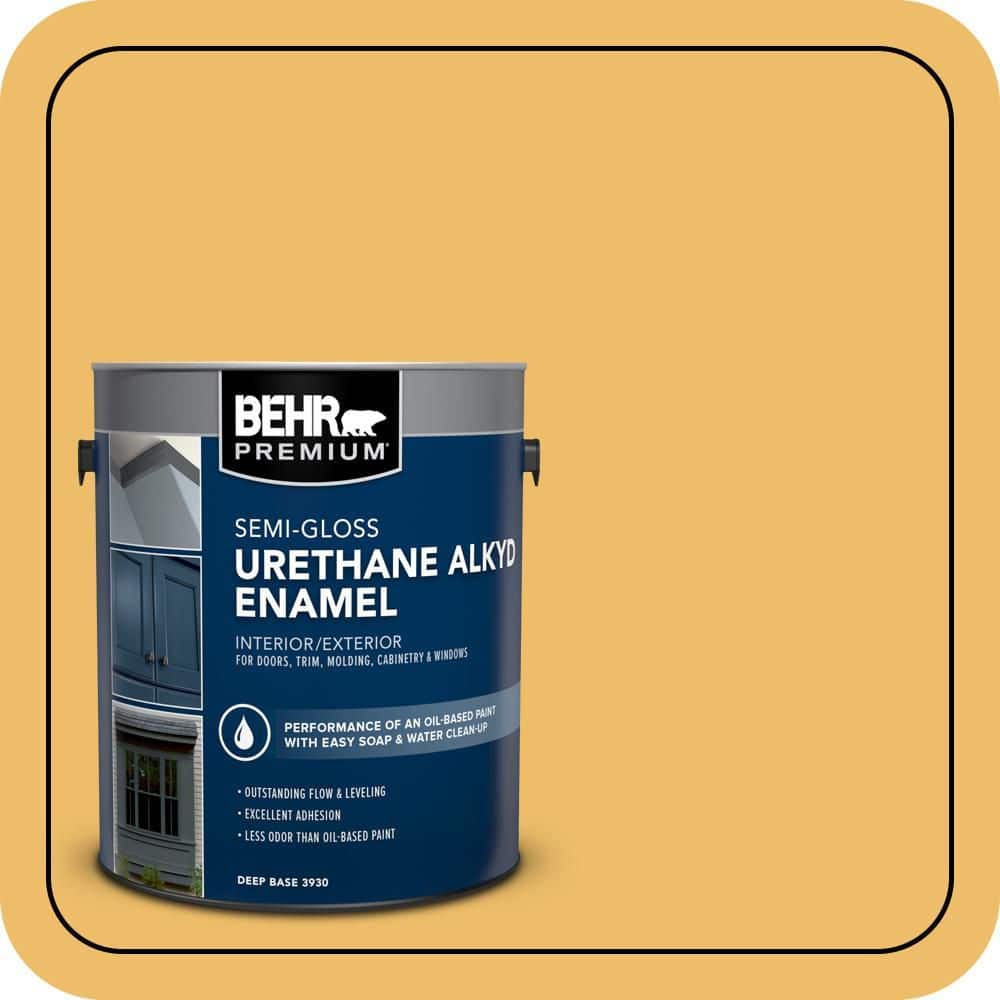 BEHR PREMIUM 1 gal. Home Decorators Collection #HDC-MD-24 Luscious Lemon Urethane Alkyd Semi-Gloss Enamel Interior/Exterior Paint