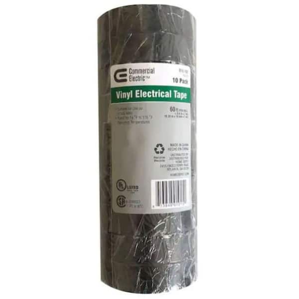 Commercial Electric 0.75 in. x 60 ft. 7 mil Vinyl Electrical Tape-Black (10-Pack) (2)