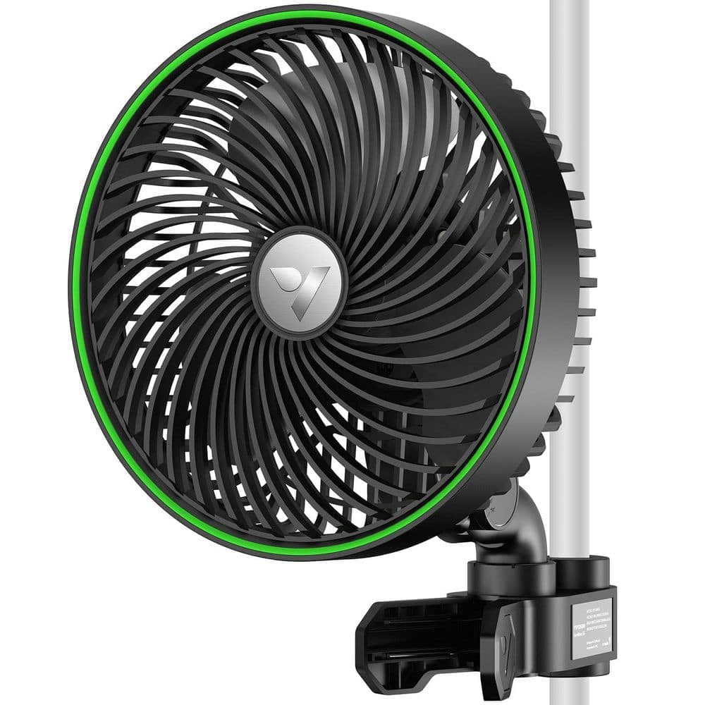 VIVOSUN AeroWave Portable 6 in. Powerful Oscillating Smart Control Clip Desk Fan in Black for Hydroponic Ventilation (1)
