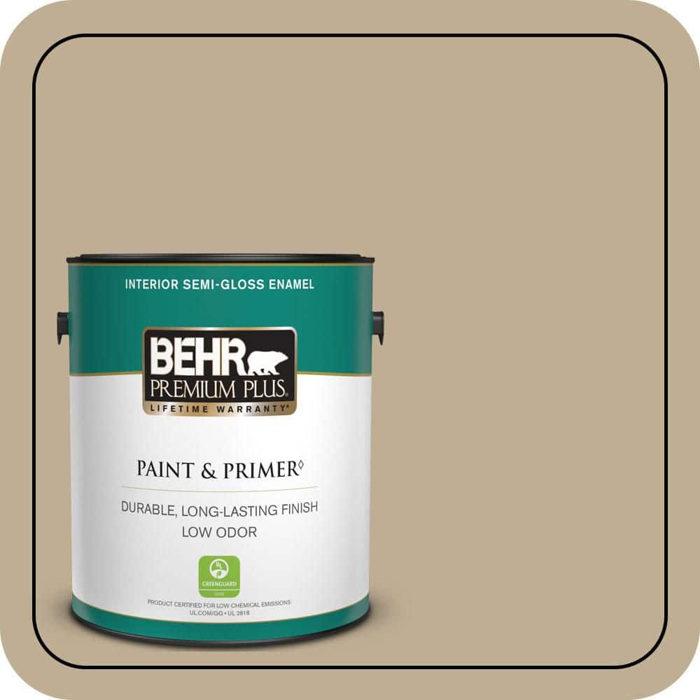 BEHR PREMIUM PLUS 1 gal. #740D-4 Mochachino Semi-Gloss Enamel Low Odor Interior Paint & Primer