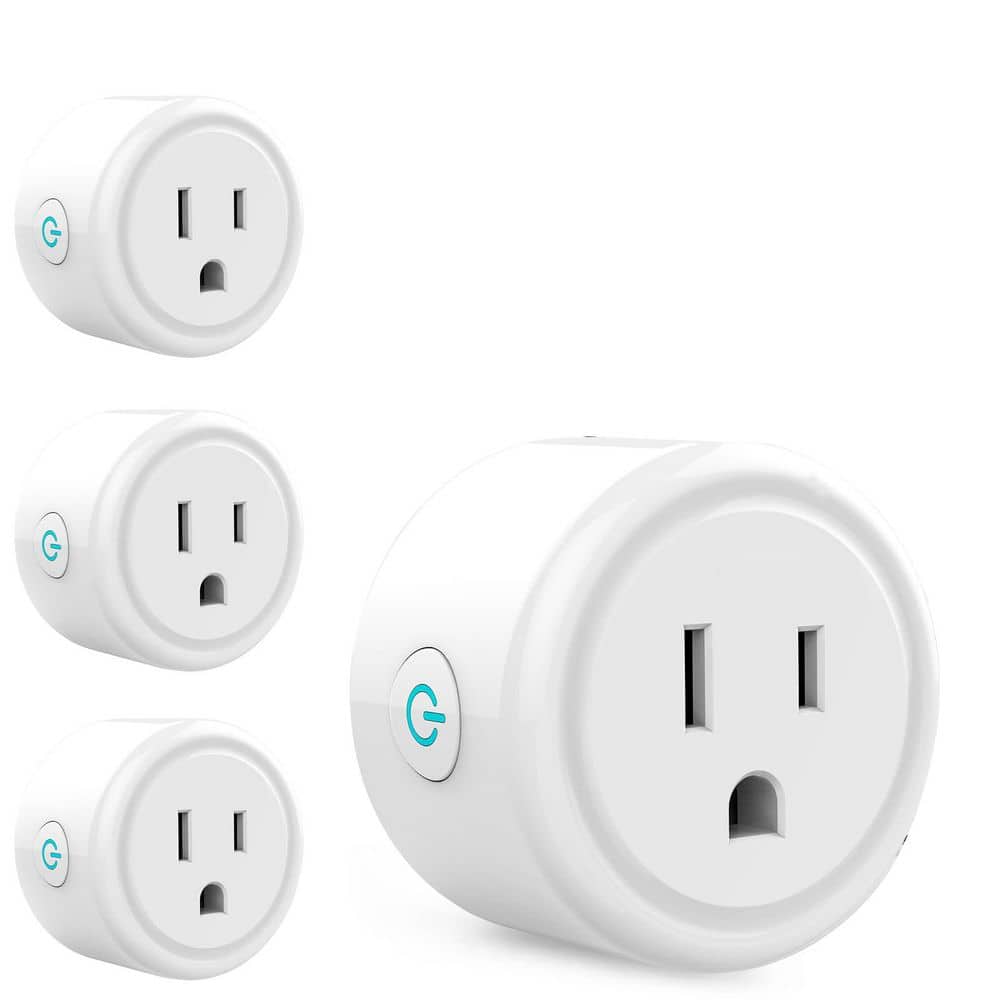 Lukyamzn 15A 120-240-Volt WiFi Smart Plug Grounding Outlet Remote Control Timer Voice Compatible Alexa Google Home 4-Pack (1)