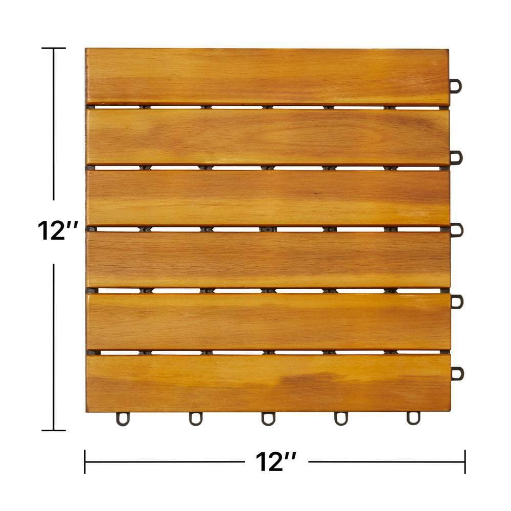 Tidoin Outdoor 1 ft. x 1 ft. Wood Deck Tile in Brown (10 Per Box) (2)