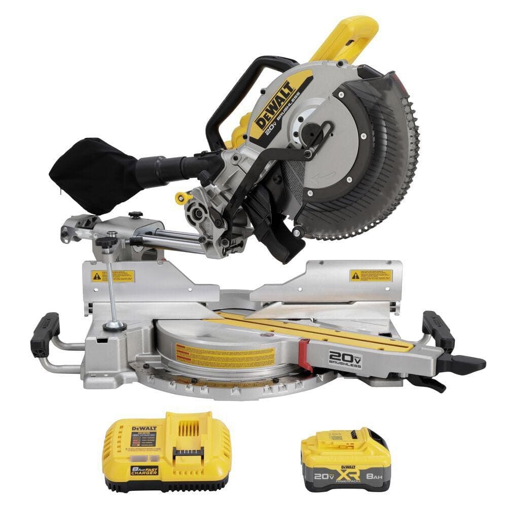 DEWALT 20V MAX XR Lithium-Ion 12 in. Cordless Double Bevel Miter Saw Kit with 8.0 Ah Battery and Charger (1)