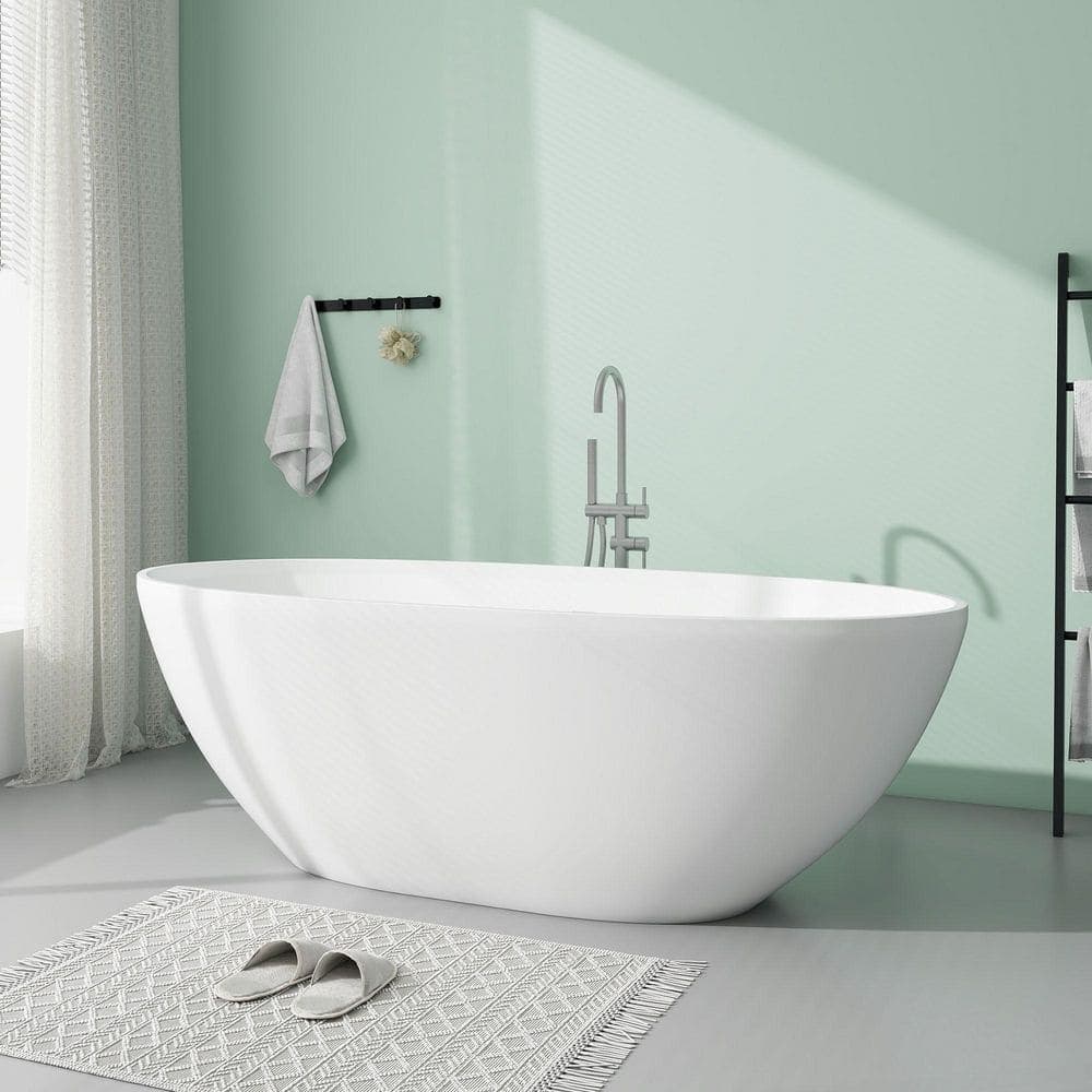 SJ STAR&JANE Ula 29 in. Stone Resin Freestanding Soaking Bathtub (2)