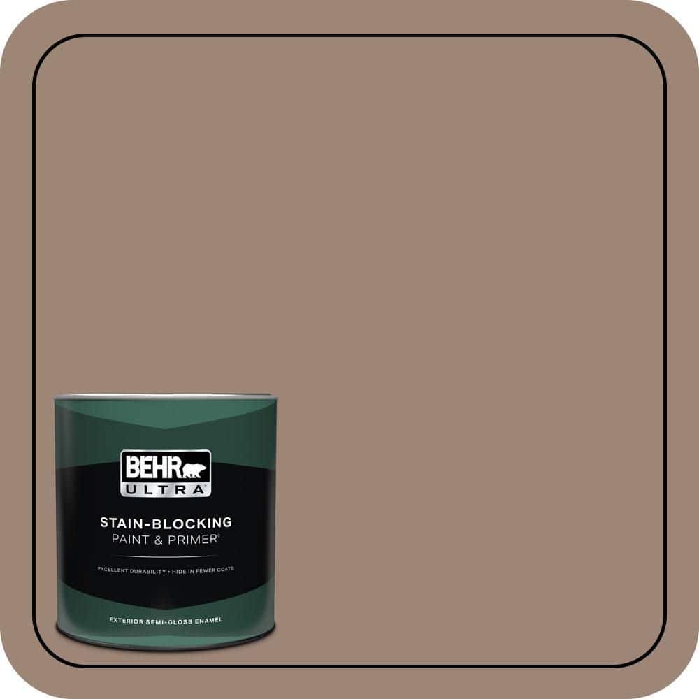 BEHR ULTRA 1 qt. #PPU5-16 Earthnut Semi-Gloss Enamel Exterior Paint & Primer