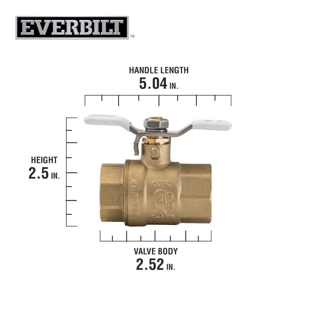 Everbilt 3/4 in. FNPT Full Port Lead Free Brass Ball Valve with Tee Handle (4)