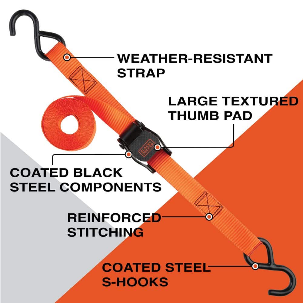 Unbranded BLACK+DECKER Light‑Duty Cam‑Buckles and 24 in. Flat Bungee Straps Kit, 6‑Piece (2)
