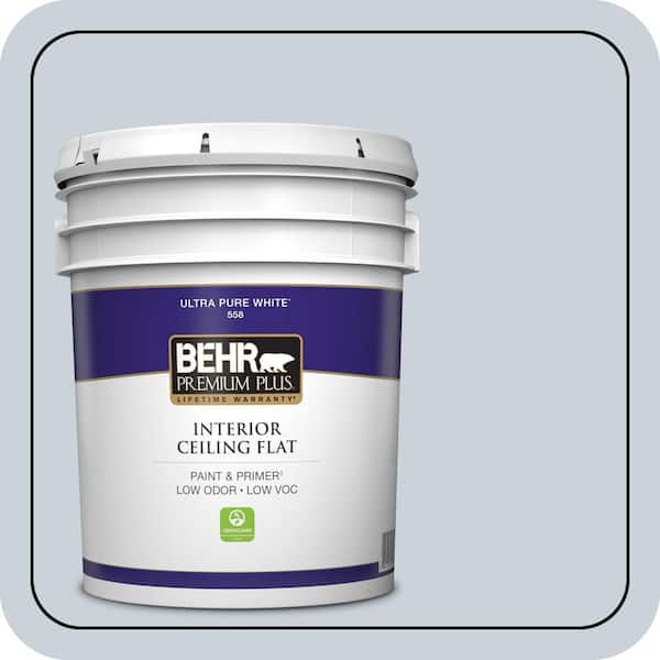 BEHR PREMIUM PLUS 5 gal. #N480-1 Light Drizzle Ceiling Flat Interior Paint & Primer (2)