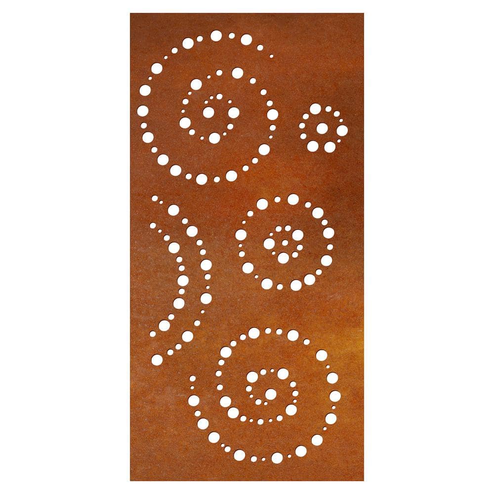OUTDECO Spiral 3 ft. x 6 ft. Oxy-Shield Weathered Steel Decorative Screen Panel in Rust with 6-Screws (1)