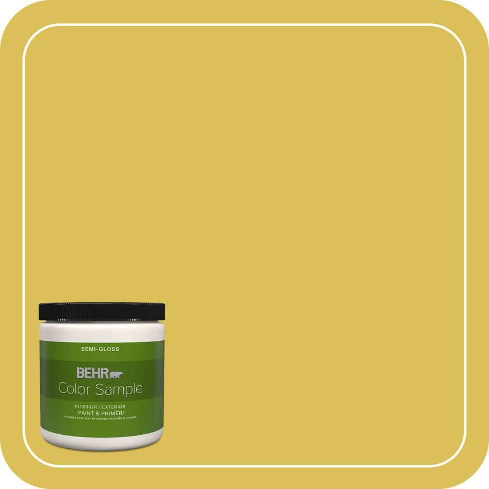 BEHR PREMIUM PLUS #P320-6A Flustered Mustard Interior/Exterior Paint & Primer Color Sample (1)