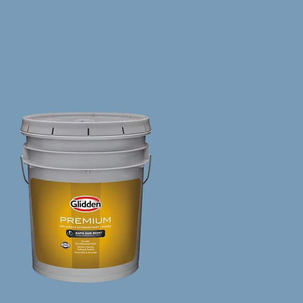 Glidden Premium 5 gal. Walden Pond PPG1159-4 Flat Exterior Latex Paint (2)