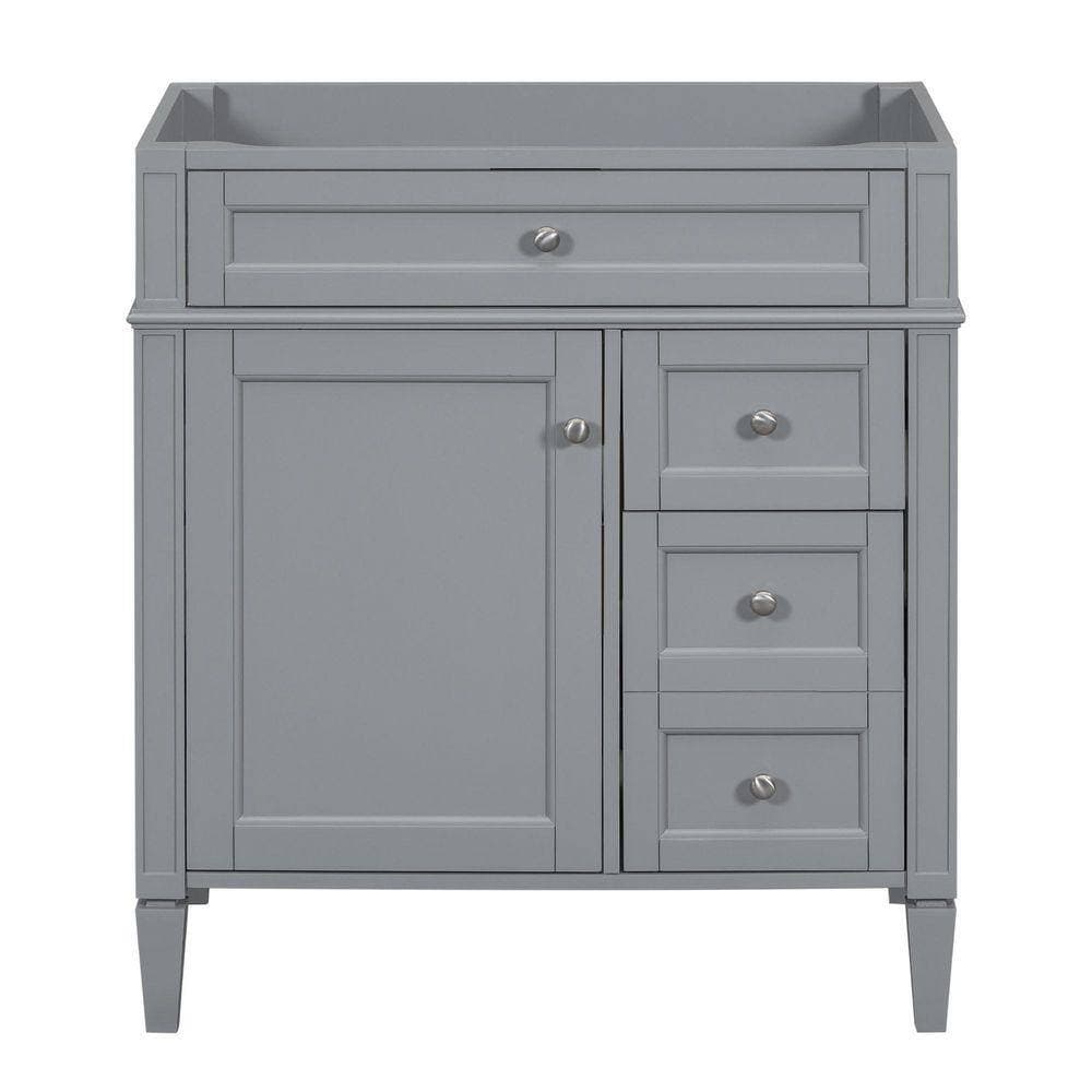 HMMHVV 30 in. Bath Vanity Cabinet without Top Sink, w/ 2-Drawer and Shelf, Floor Mount Bathroom Storage Vanity Cabinet in Grey (2)