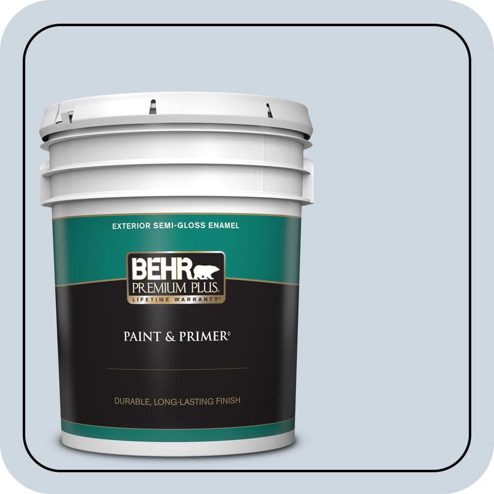 BEHR PREMIUM PLUS 5 gal. #MQ3-60 Blue Gossamer Semi-Gloss Enamel Exterior Paint & Primer