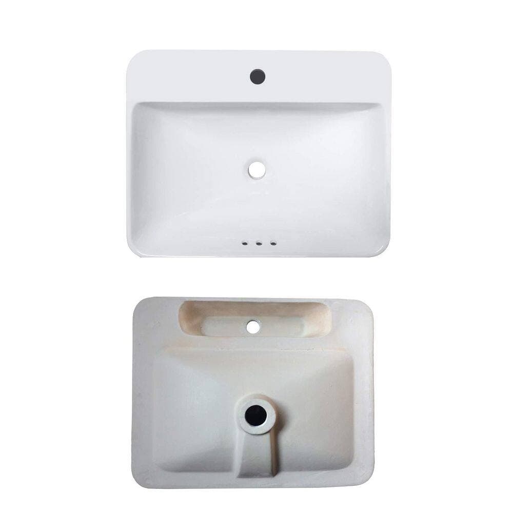 Yingze 23 in. Rectangle Drop-In Ceramic Bathroom Sink in White with Pop Up Drain (2)