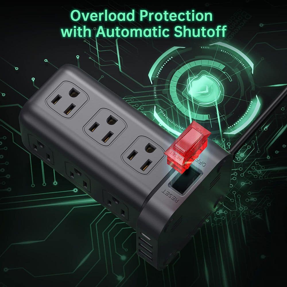 Lukyamzn Power Strip Tower 6.5 ft. 12-Outlet 3-Ports 1-Ports Surge Protector with Overload Protection for Home Office (2)