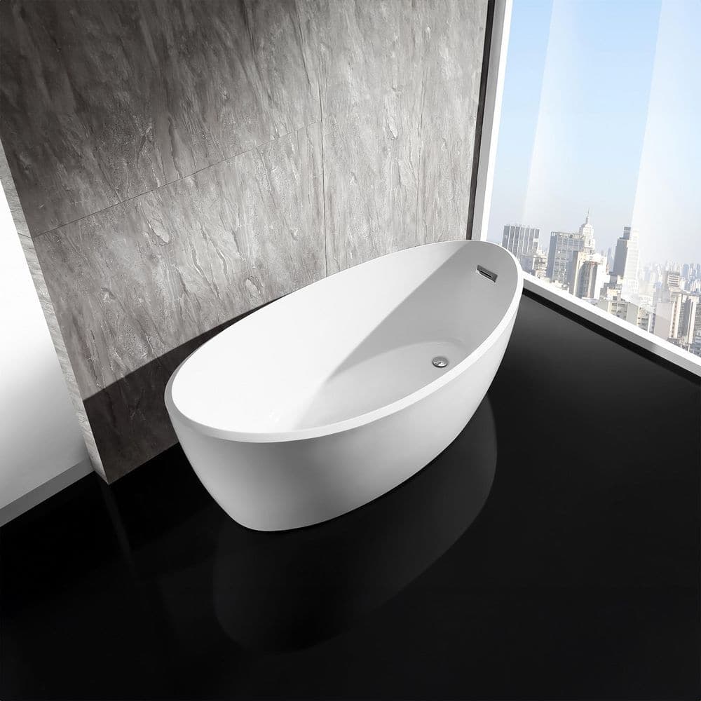 Dreamwerks 66.9 in. Acrylic Flatbottom Bathtub in White