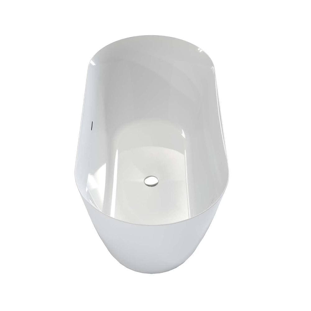 INSEEDE SORA 63 in. Oval Spa-Like Freestanding Soaking Tub, Gloss White Acrylic with Overflow & Pop-Up Drain (3)